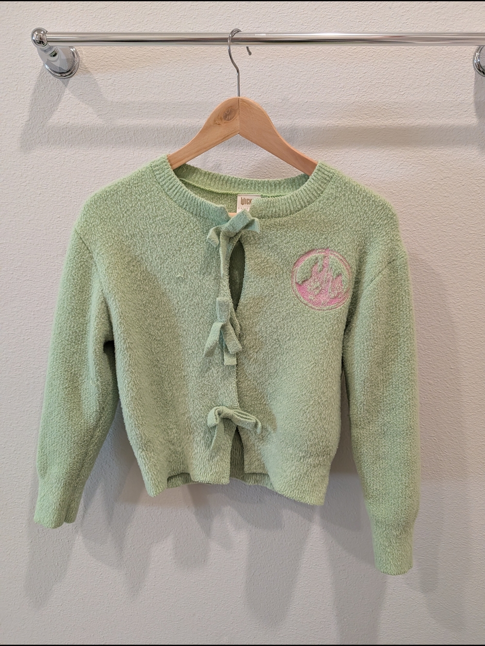 Wicked Mint Green Knit Cardigan with Pink Wicked Logo